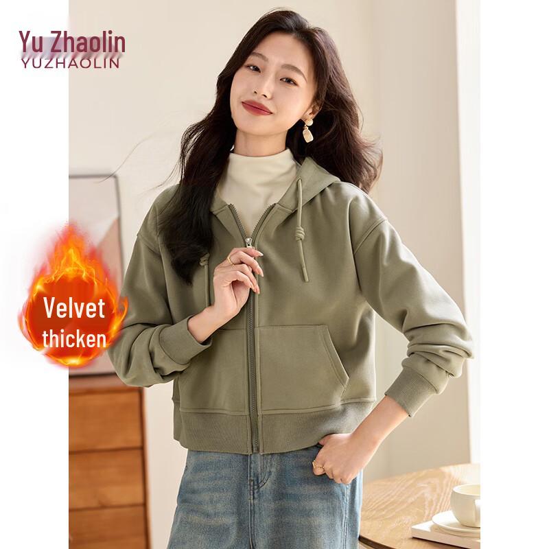 YUZHAOLIN Women s Casual Fleece-Lined Zipper Jacket M