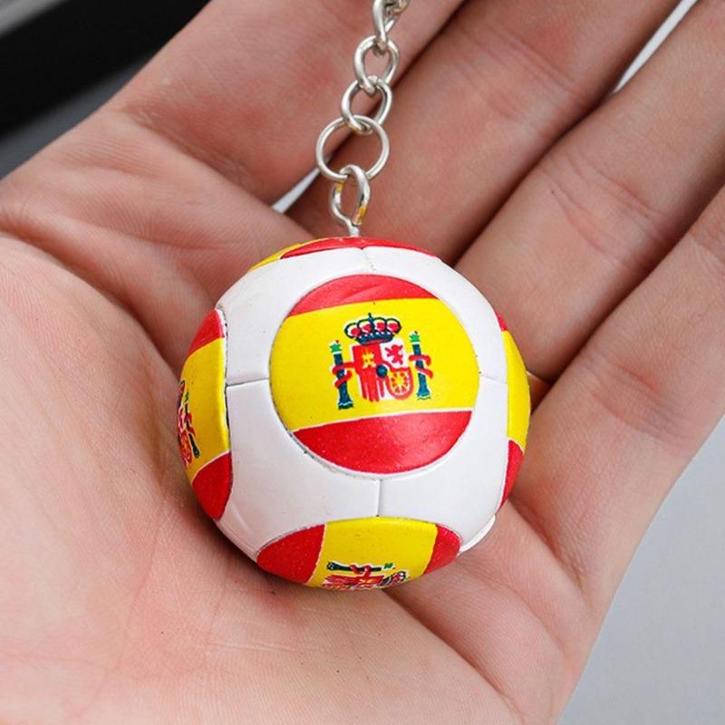 Chains Club Fans Gifts Football Key Chain World Flag Ball Charms Bag Pendant Country Soccer Keyring