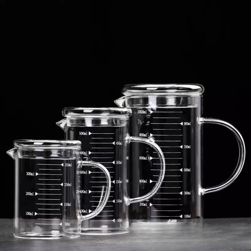 High Borosilicate Glass Measuring Cup with Lid