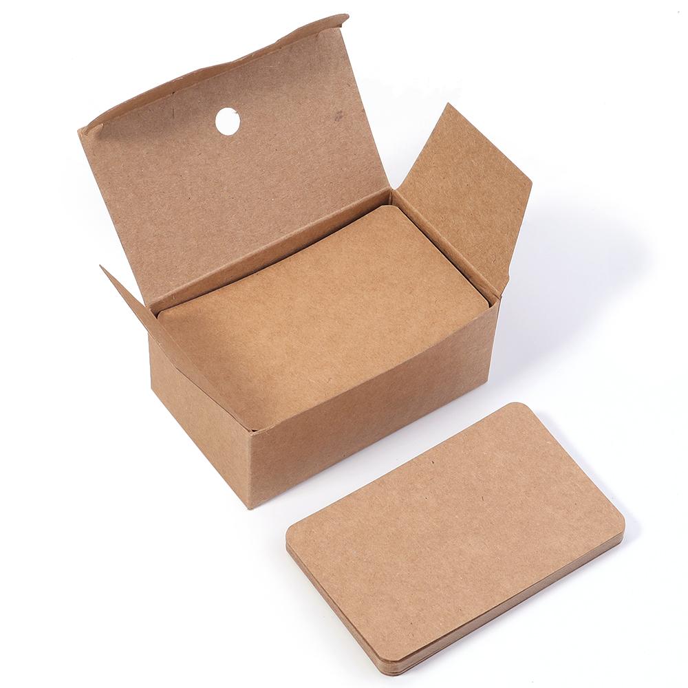 100pcs 5.4x8.8cm Kraft Paper Card Blank Word Card Business Note Message Card Bookmark Learning Postcard Greeting Invitation Card
