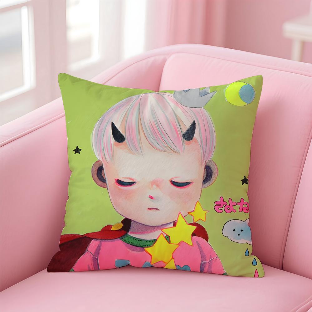 

Whimsical Japanese Abstract Art Cute Emo HHikari Shimoda Cushion Cover Pillow Case Soft Skin Friendly Fabric Concealed Zipper 30X30cm