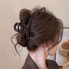 High-end chocolate brown one-word grabber large shark clip hairpin women's back head clip hair accessory