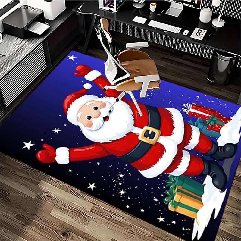 Christmas Santa Claus Chair Mat - Non-Slip Carpet for Office, Home Decor, Living Room, Bedroom, Game Room & Dormitory - Anime Cartoon Design Holiday G