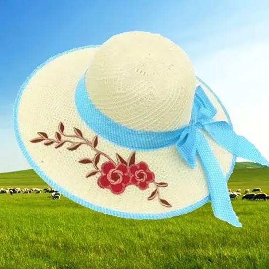 

WTEMPO Женские вышитые однотонные широкополые шляпы с бантом для защиты от солнца для путешествий на открытом воздухе, пляжа, складные летние шляпы-ведра 1pc синий