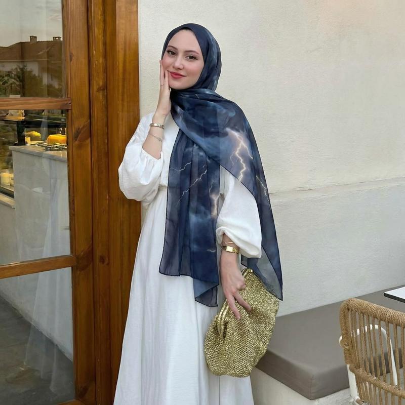 2026 Neuer Muslimischer Hijab Schal Weiches Atmungsaktives Wolkenmuster Bandana Islamisches Tuch Kopftuch Tägliches Tragen Nackenwickel Accessoire für Damen