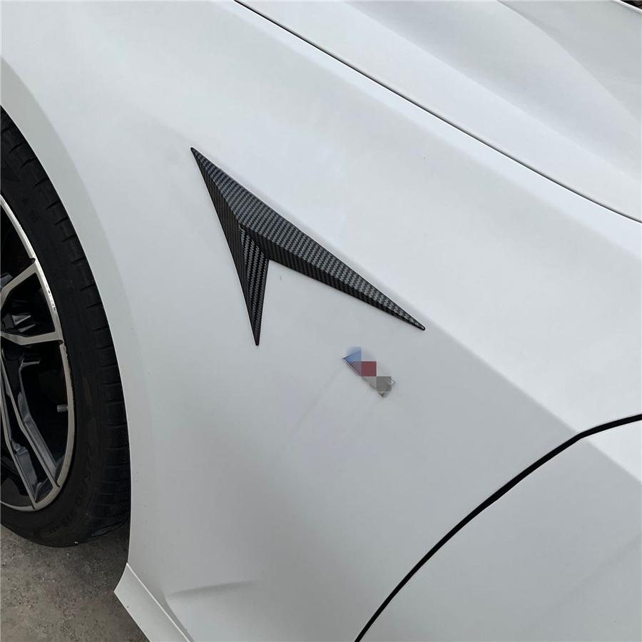 New Universal Engine Side Fender Wing Emble Badge Bonnet Sticker Carbon Fiber Color