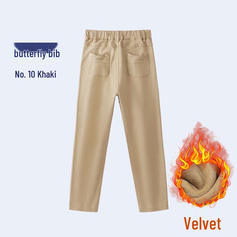 Khaki School Uniform Pants for Primary and Middle School: Boys' Spring/Autumn Cotton Casual Pants & Girls' Stretch Cotton Long Pants