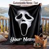 Custom Text Flannel Throw Blanket, Lightweight Cozy Bed Sofa BlanketScream Ghostface