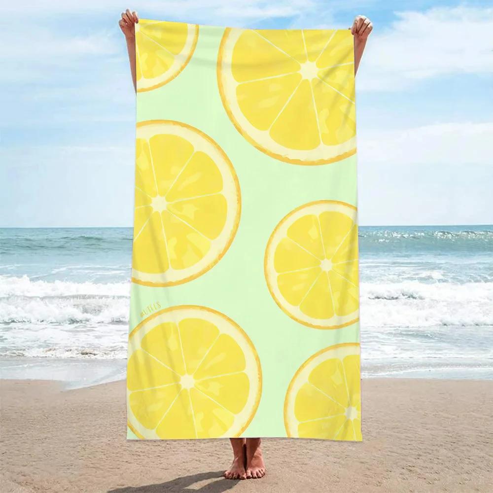 Cartoon-Frucht Ananas Strandtuch Sandfrei Schnelltrocknend Mikrofaser Badetücher Übergroß Tragbar Schwimmen Bade-Decke