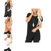 Stylish Women's Tunic Tops Short Sleeve Summer Loose Blouse Plus Size Shirt T-shirt
