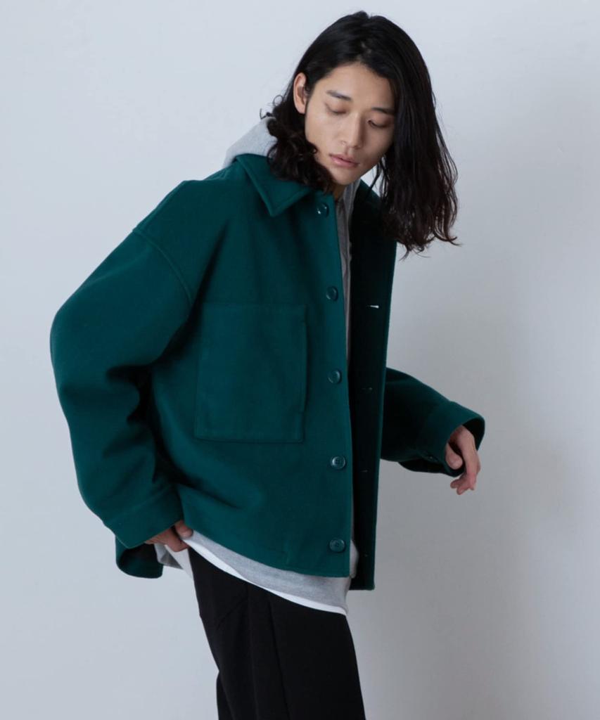 WEGO Knit Melton Short Green Blouson, Medium,
