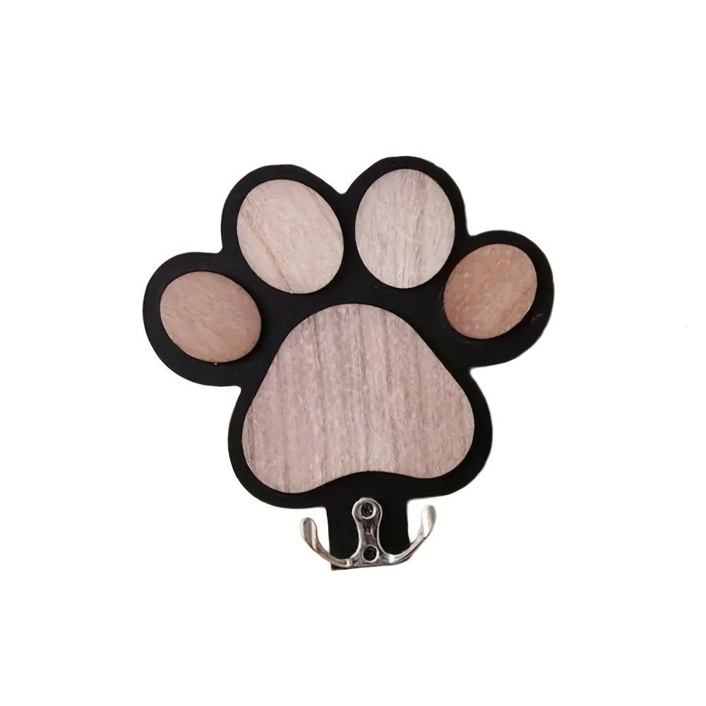 1pc Wall Mounted Leash Hanger for Dogs, Personalized Wood Hook with Paw Design, Organizer for Collars, Leashes & Coats