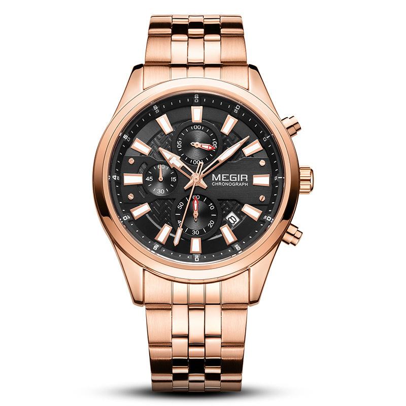 Men'S Watch, High-End Calendar Chronograph Sports Steel Belt Business Quartz Men'S Watch 2154