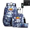 Riman Zaino con lucchetto USB ONE PIECE borsa a tracolla borsa da scuola per studenti astuccio set da tre pezzi uomo e donna