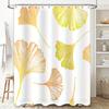 Modern Bathroom DecorBeautiful Leaf Print Shower Curtain Set in Yellow Orange Perfect for Your Home Bath