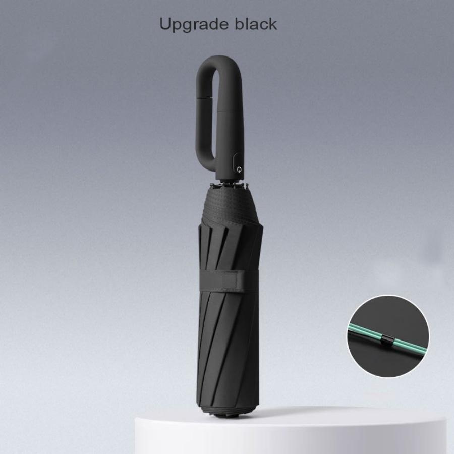 105cm/41.34in Fully Automatic Ring-Buckle Umbrella with Carabiner Handle Folding Rain Windproof Sunshade for Men Women