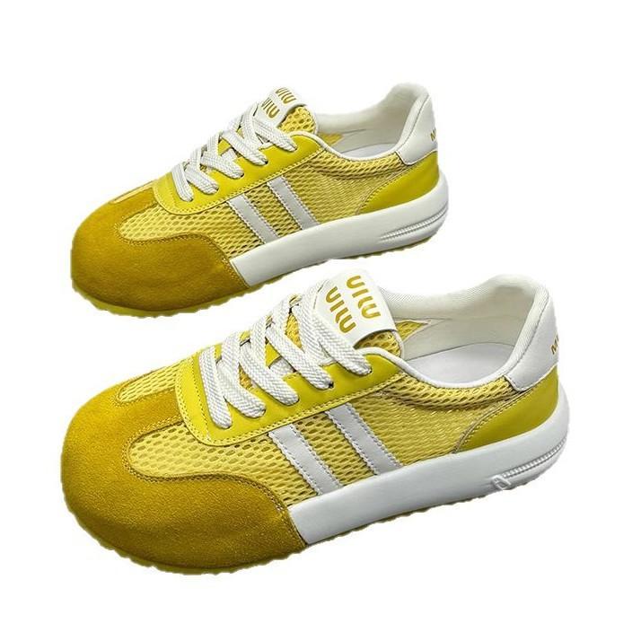 Mesh breathable German training shoes women's 2025 summer new leather versatile little white shoes lightweight platform sports and leisure board shoes
