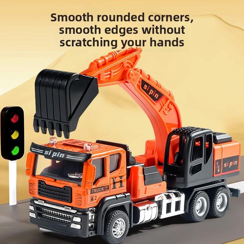 Crane Excavator Mixer Truck Engineering Vehicle Model With Inertia Alloy Construction For Kids Play And Collecting