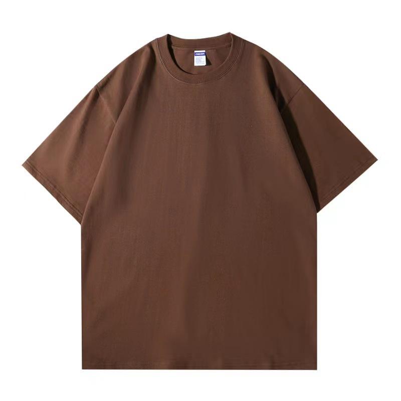 Heavy T-shirt men's and women's round neck short-sleeved printed LOO solid color half-sleeved bottoming shirt T-shirt wholesale