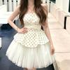 French Gentle Wind Huge Good-looking Polka Dot Splicing Mesh Fluffy Suspender Skirt Small Dress 2026 Summer