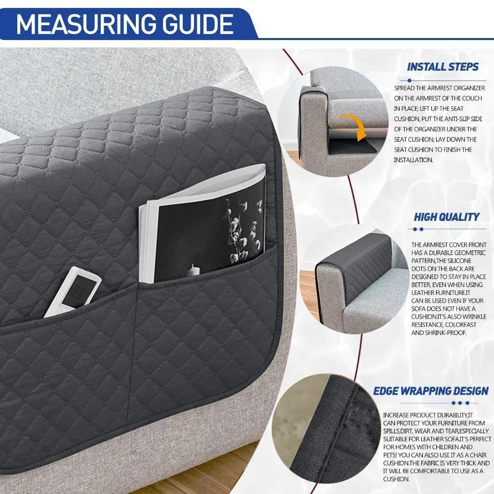 Cover For Sofa Armrest Waterproof Protector With Pockets Removable Anti-Dirty Couch Chair Arm Slipcovers Home