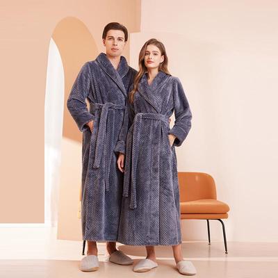 Luxuriöse Bademäntel im Hotelstil, verdickt für Herbst/Winter, für Paare - Herren- und Damen-Langer Samt-Bademantel