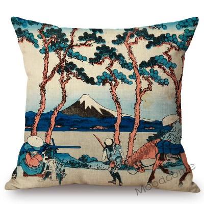 Asian Art Great Wave Woodblock Painting Hokusai Japanese Artist Culture Decoration Pillow Case Cotton Linen Sofa Cushion Cover