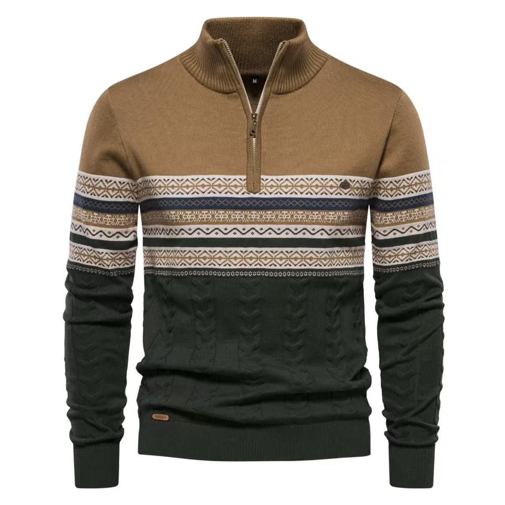 Winter Men's Fleece Thicker Sweater Half Zipper Turtleneck Warm Pullover Quality Male Slim Knitted Wool Sweaters