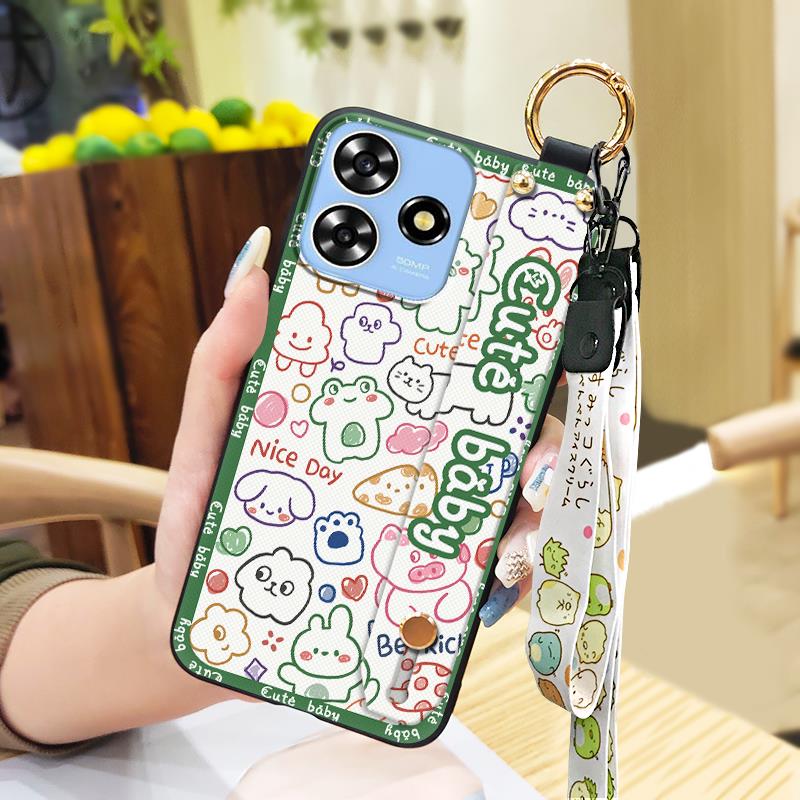Back Cover Cartoon Phone Case For ZTE Blade A73 4G/V50 Smart Cute Kickstand Wristband Shockproof Waterproof Soft case