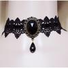 Gothic Black Choker Necklace for Women Vintage Goth Velvet Lace Collar Crystal Pendent Necklace Cosplay Party Jewelry