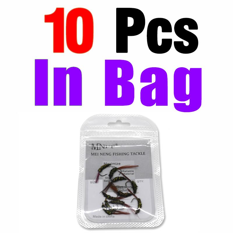 MNFT 10PCS 11# Peacock Silk Body Nymph Pheasant Tail Fly Trout Fishing Dry Flies Artificial Bait