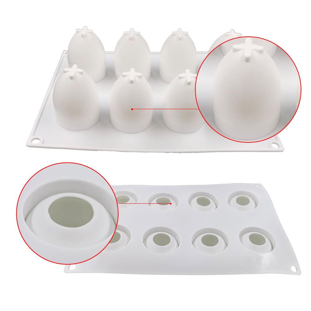 8 Cavities Easter Egg Shape Cake Mold Mousse Fondant Chocolate Decorating Cake Jelly Silicone Molds Kitchen Baking Moulds