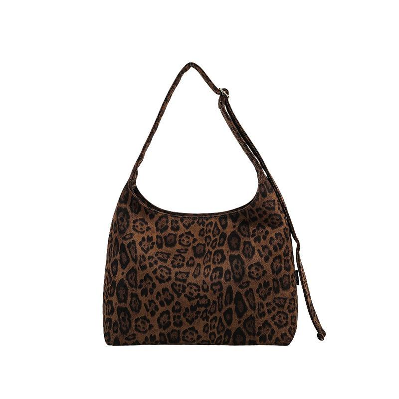 Suede Leopard Print Bag Women's Large-capacity New Autumn and Winter Matte Retro Messenger Bag Tote Bag