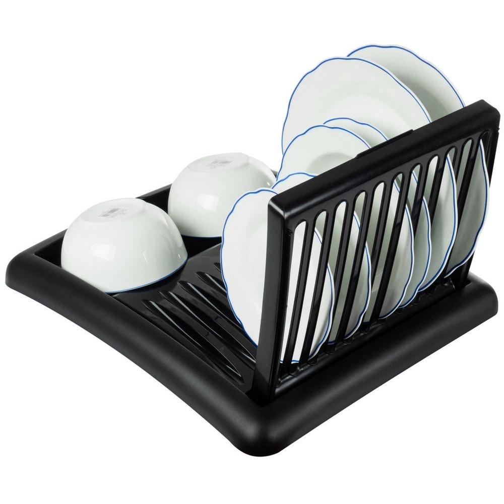 Drainer for Dishware, Plates, Cups, Cutlery, Kitchen Standing Black