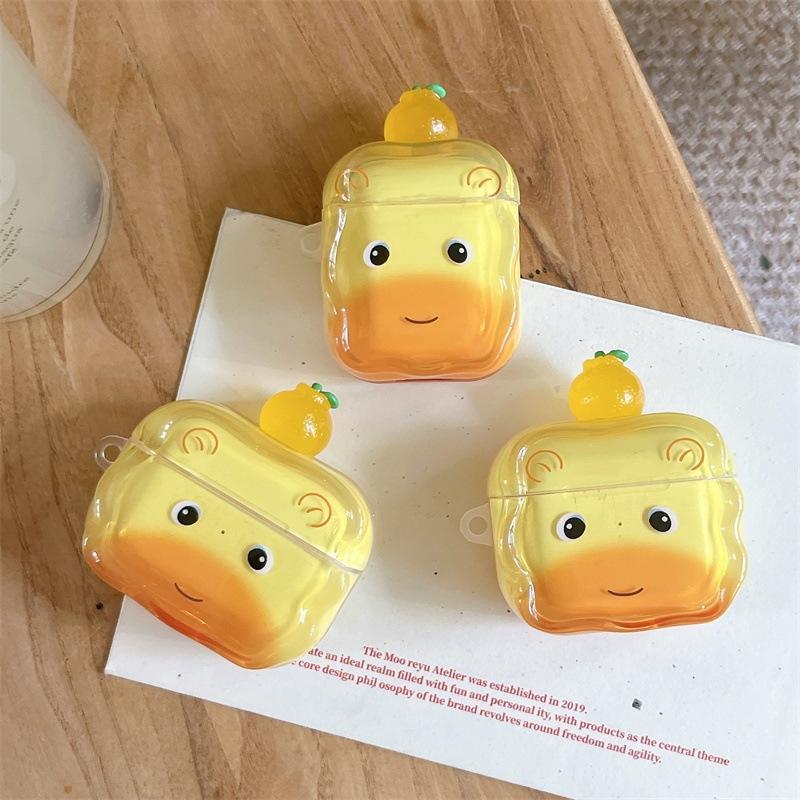 Cartoon three-dimensional orange big face capybara lulu for AirPods 1 /pro1 earphone protective case two or three generations