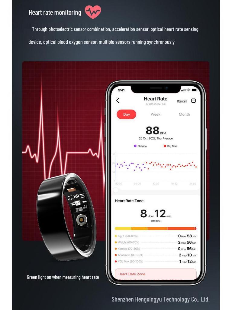 Ceramic Ring: Heart Rate, Blood Oxygen, Sleep Monitoring, Waterproof, Multifunctional, Customizable, Bluetooth NFC for Couples