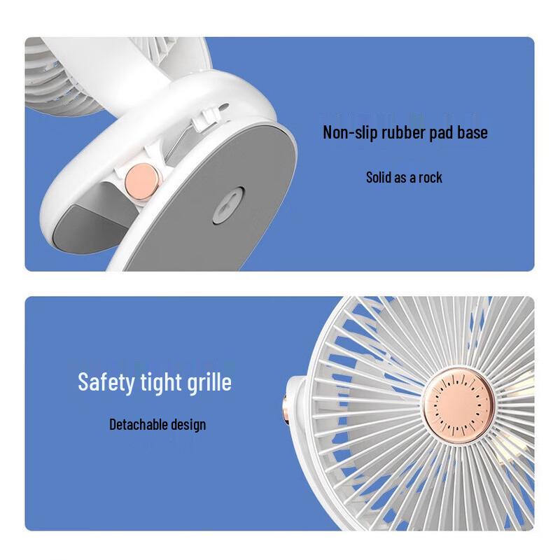 Lilang Chytrý Mini Přenosný Klipový Ventilátor se Světlem