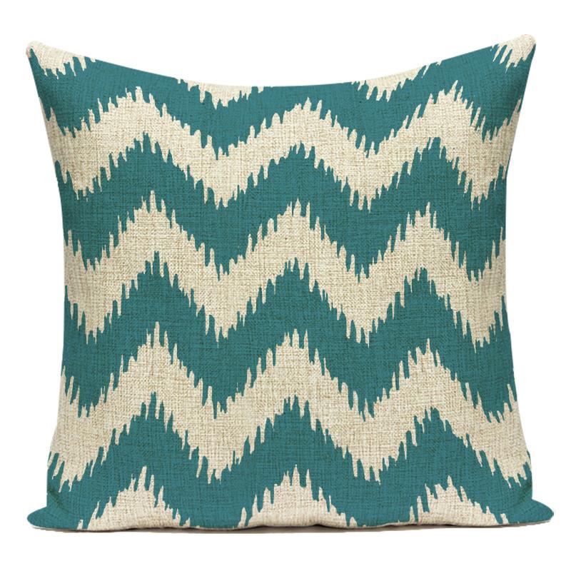 

Decorative Pillows Simple Colorful Wave Stripe Geometry Polyester Pillows Cushion Covers Pillow Cover Sofa Home Decor 16x16Inch