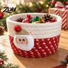 Durable Woven Bins Cotton Rope Storage Basket, Cute Christmas Theme Organizer, Handmade Bowls Decorative Fabric Bin for Snacks And Sundries
