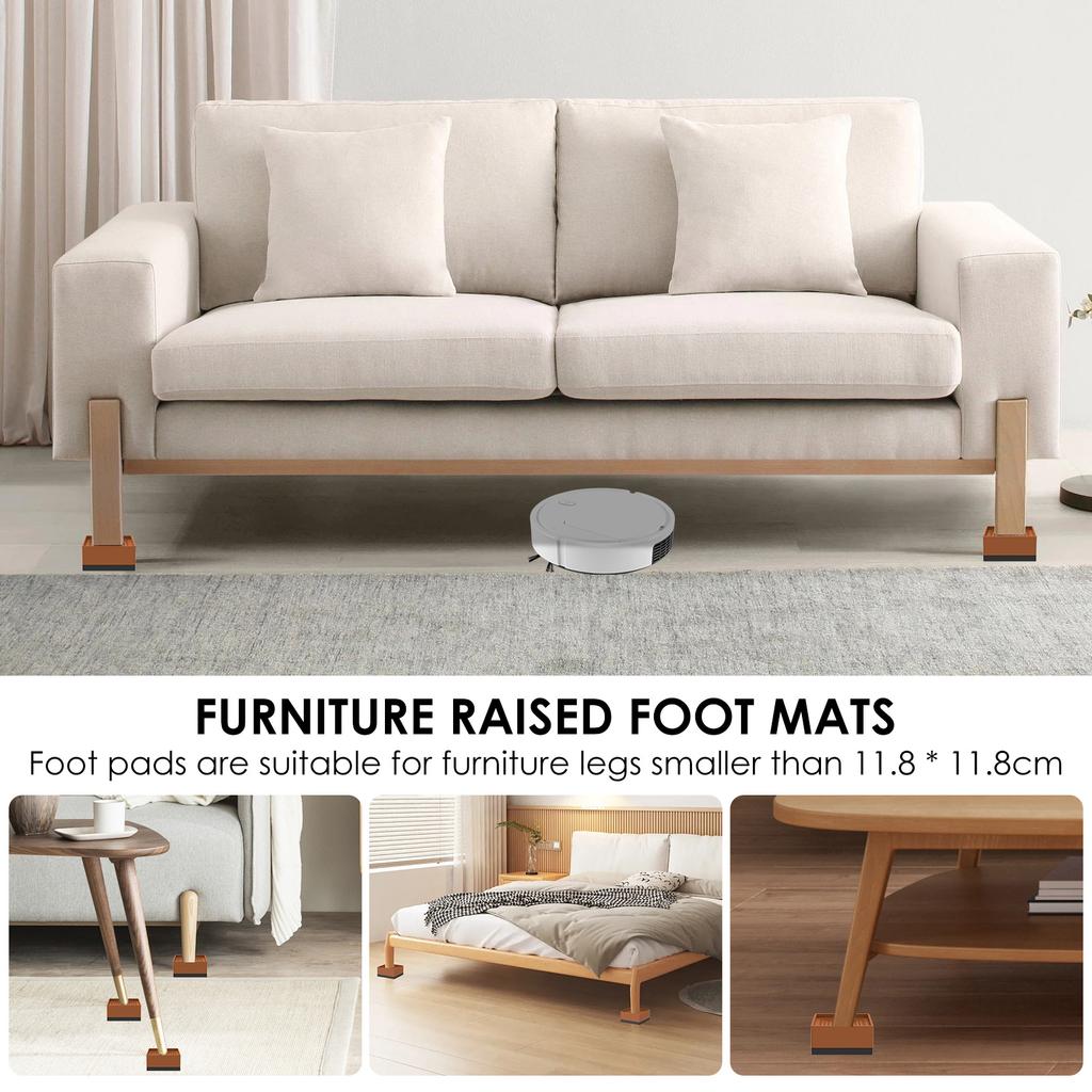 4Pcs Non-slip Bed Risers Stackable Furniture Legs L-side/Full-side Sofa Riser Shock Mute Mats Reduce Noises Tools for Desk Chair