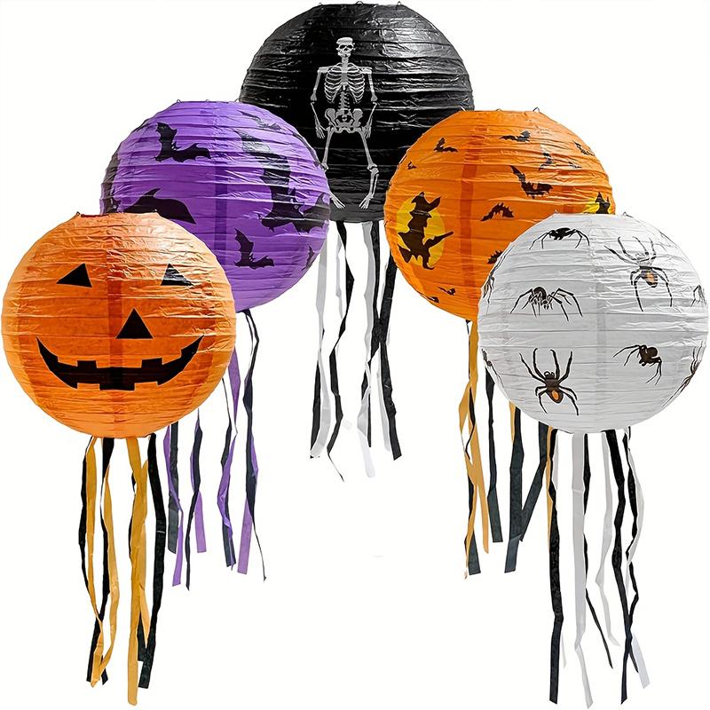 5 Stück Papierlaterne Papierlaternen 3D Faltbar Halloween Kürbislaterne Einfache Montage 8 Zoll