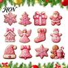 Lightweight Wood Hanging Decorations 12/24/36Pcs Pink Gingerbread Christmas Wooden Ornaments, Xmas Tree Decorations, Ornaments Festive Ornament