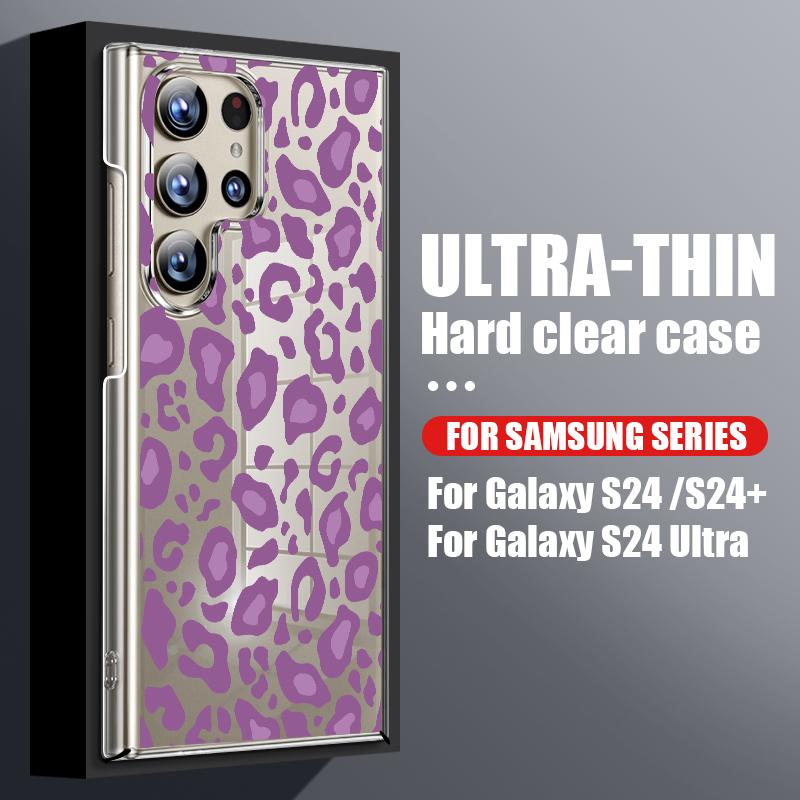 

Для Samsung S24 Ultra S23 Plus S21 S20 FE A54 A52 A34 чехол противоударный стильный тонкий чехол с леопардовым узором жесткий прозрачный чехол для телефона из ПК Samsung S23 FE