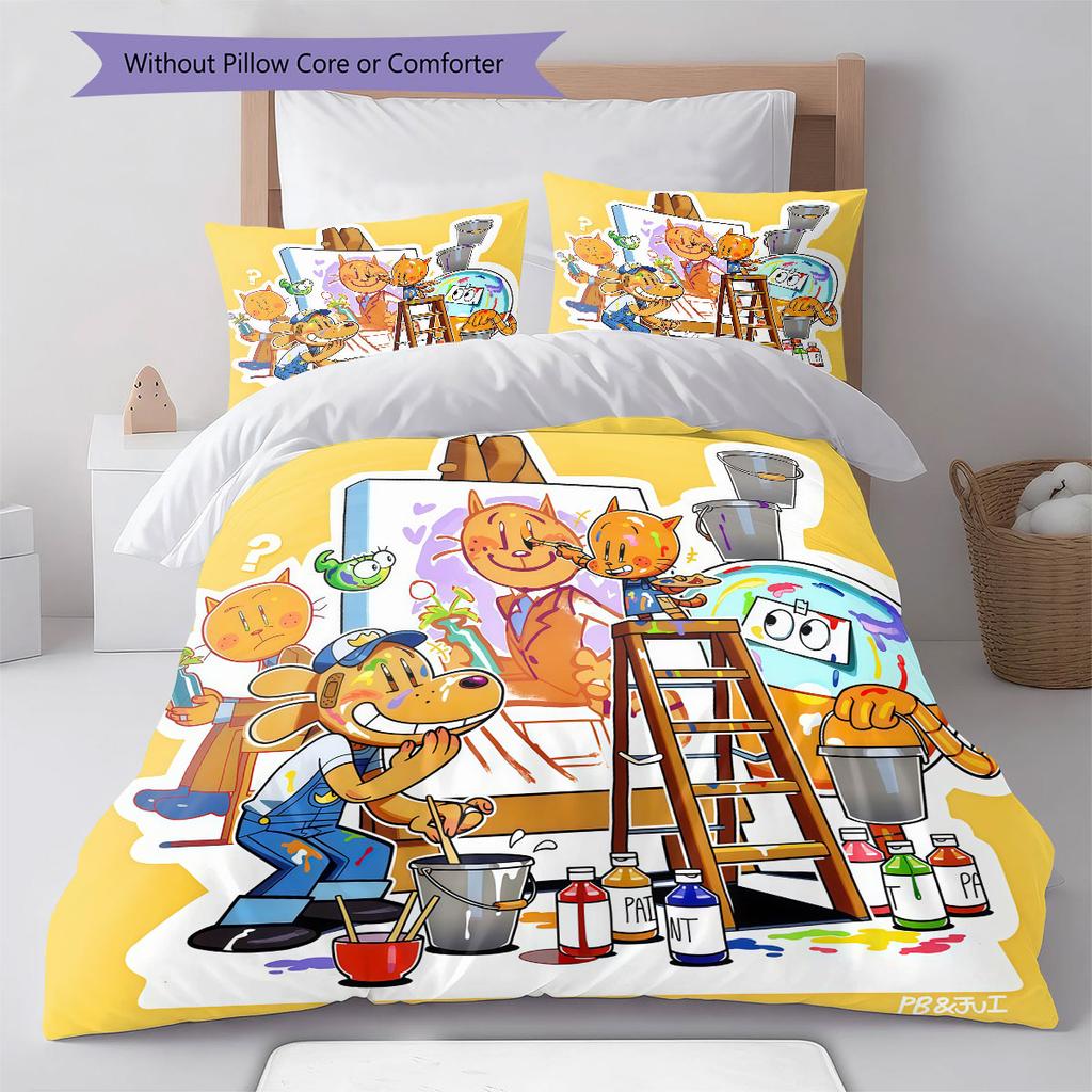 Dog Man Bedding Quilt Set Quilt Cover Pillowcase Home Decoration Birthday Gift (1 * duvet cover + 2 * pillowcase, without core)