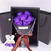 Valentine's Day Flower Bouquet with Bear And Gift Box 7 Scented Soap Flowers Artificial Rose Carnation Bouquet for