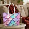 Iridescent Mermaid Scale Tote Bag Stylish Portable Daily Carry Bag for Women
