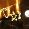 1Pcs Christmas LED String Light Sucker Christmas tree Pendant Window Ornaments  Snowflake Santa Bells Fawn Pentagram