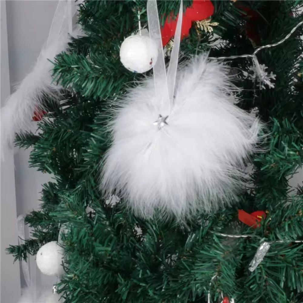 6pcs Mini Feather Snowflake Pendant Simulation Christmas Tree Decoration  Valentines Day