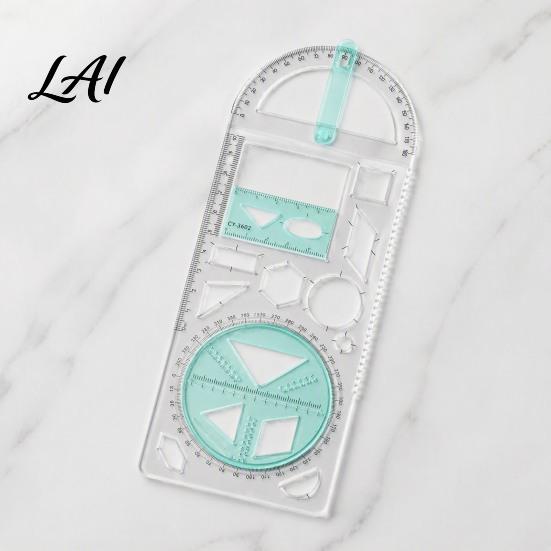 Portable Desk Accessories Multifunctional Geometric Drawing Ruler Thickened Transparent Plastic Template Safe Measurement Aid for Students