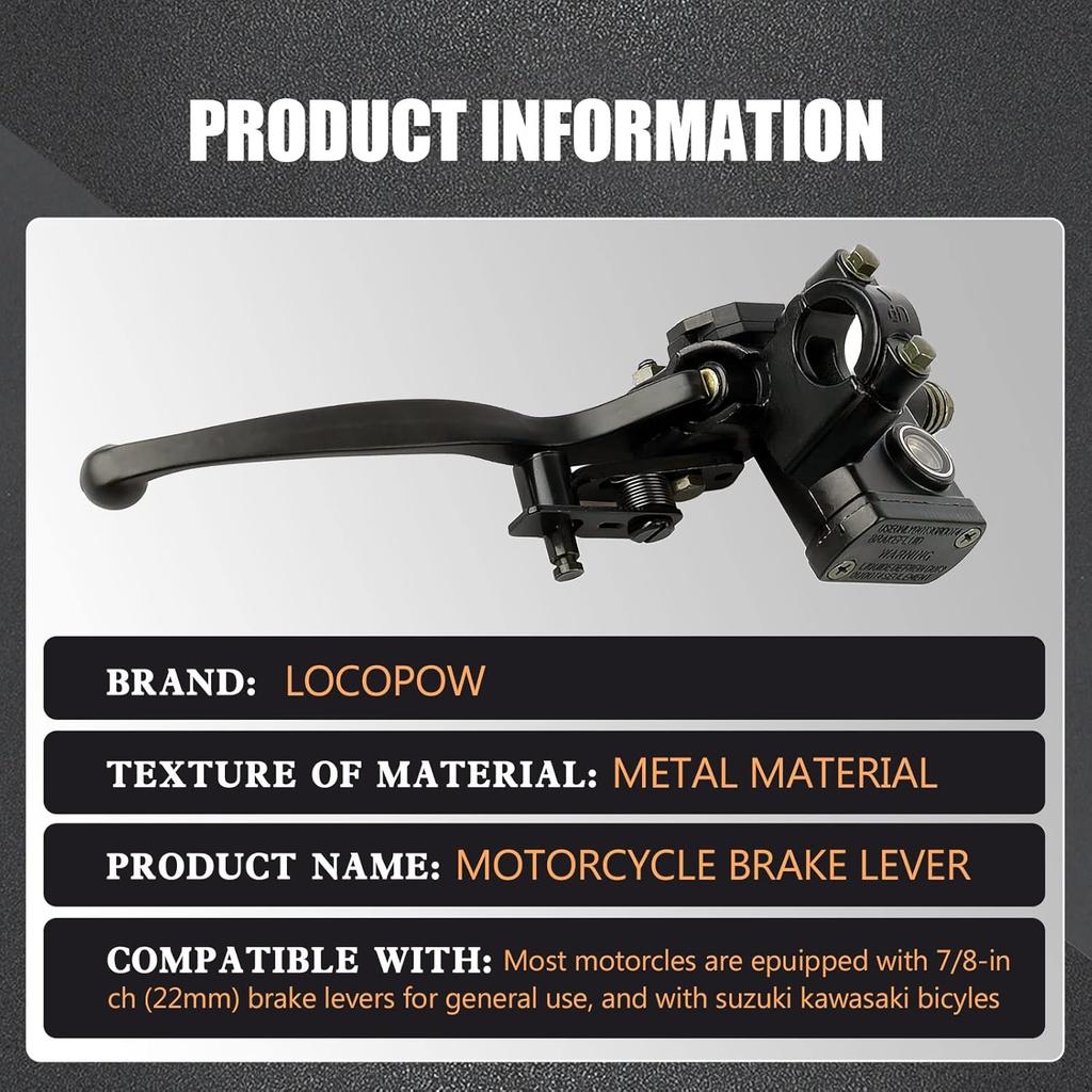 7/8" Universal Right Hydraulic Brake Lever Handle Master Cylinder For 50Cc 110Cc 125Cc 150Cc 200Cc 250Cc Scooter Moped Chinese ATV Dirt Pit Bike Quad